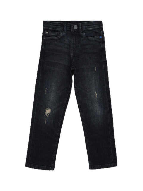 

Allen Solly Junior Boys Black Regular Fit Mid-Rise Low Distress Stretchable Jeans