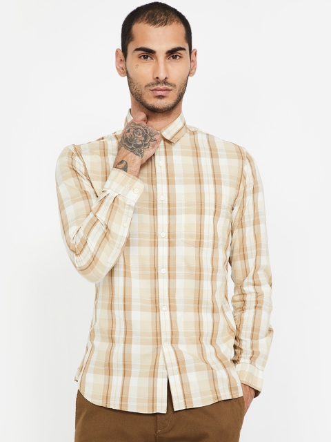 

CODE by Lifestyle Men Beige Slim Fit Checked Casual Shirt