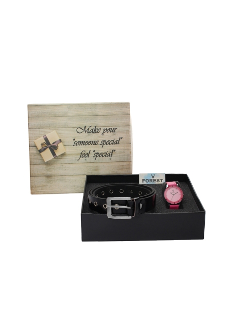 

Hobforestessentials Women Watch & Belt Gift Set, Pink