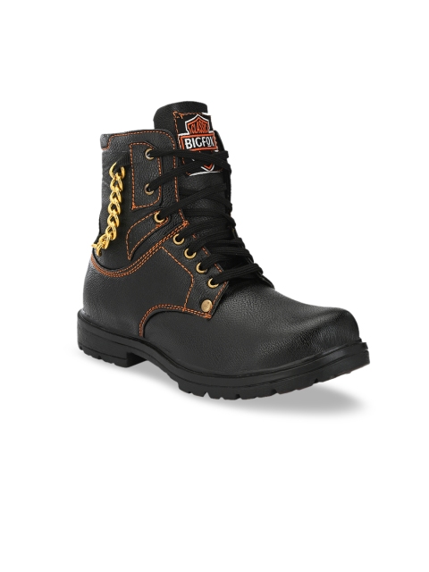 

Big Fox Men Black Solid High-Top Flat Boots