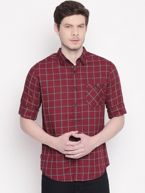 

Mufti Men Red Checked Slim Fit Casual Shirt