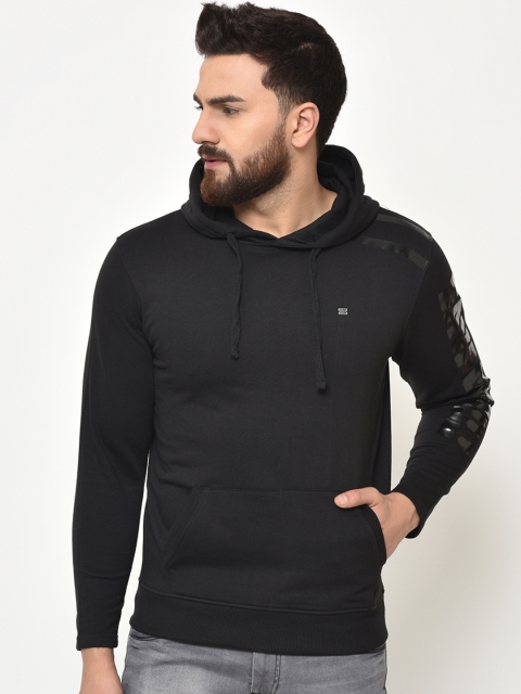 

Duke Men Black Solid Hooded Sweatshirt