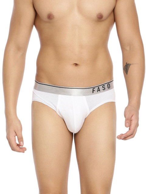 

FASO Men White Solid Basic Briefs FS 3002