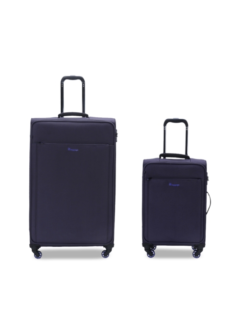 

IT Luggage Set of 2 Black Solid Accentuate Softsided Trolley Suitcases, Purple