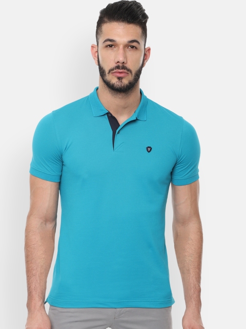 

Van Heusen Sport Men Blue Solid Polo Collar T-shirt