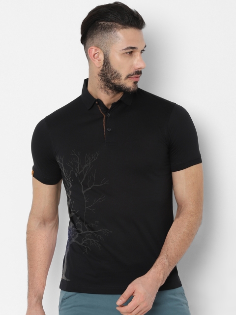 

SIMON CARTER LONDON Men Black Printed Polo Collar T-shirt