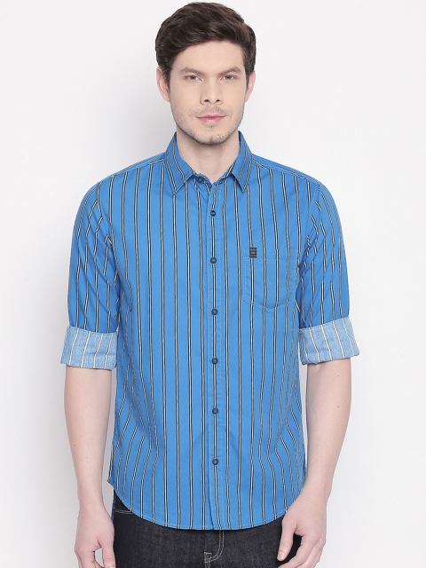 

Mufti Men Blue & Black Slim Fit Striped Casual Shirt