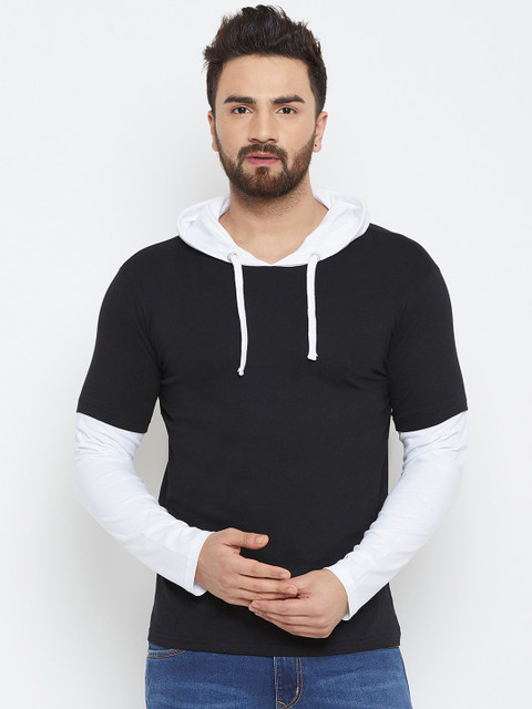 

The Dry State Men Black Solid Hood T-shirt
