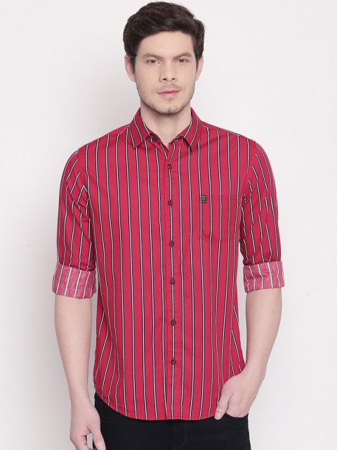 

Mufti Men Red & White Slim Fit Striped Casual Shirt