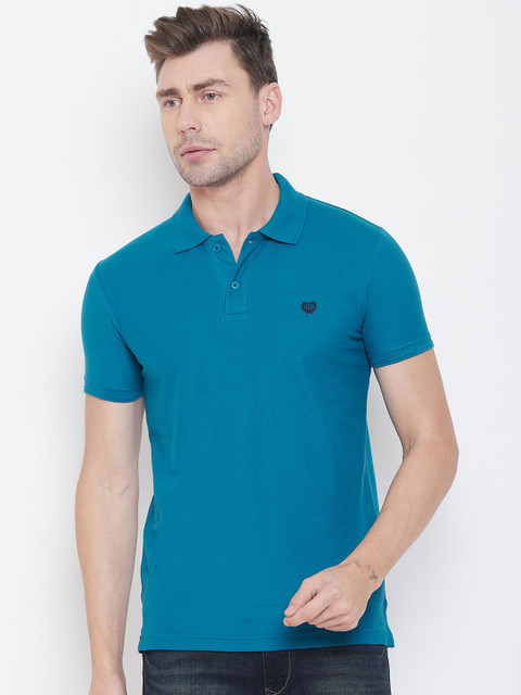 

Duke Men Blue Solid Polo Collar T-shirt