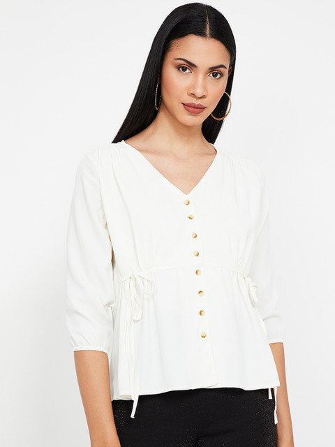

CODE by Lifestyle Women Off-White Solid Top