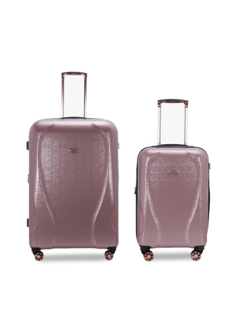 

IT luggage Set of 2 Pink Textured Sparkle Hard-Sided Expandable Trolley Suitcases