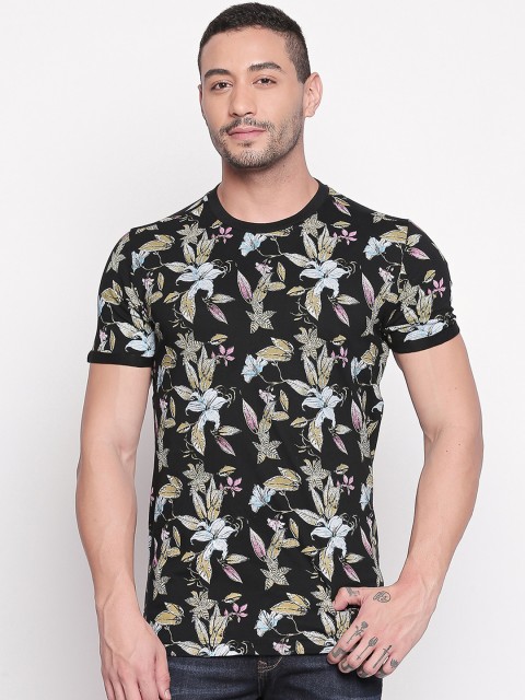 

Mufti Men Black Printed Round Neck Pure Cotton T-shirt