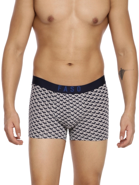 FASO Men Grey & Navy Blue Printed Trunk FS 2009
