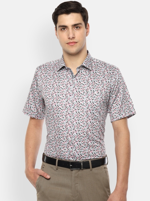 

Van Heusen Men Grey & Pink Regular Fit Printed Formal Shirt