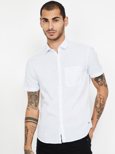 

CODE by Lifestyle Men White & Blue Regular Fit Striped Casual Shirt