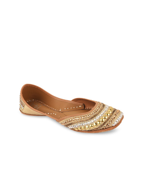 

Jutti Express Women Gold-Toned Embellished Leather Mojaris