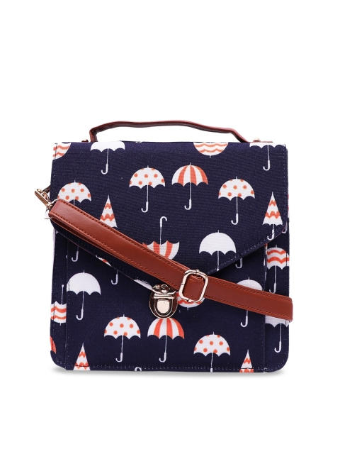 

Lychee bags Navy Blue Printed Sling Bag