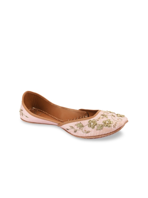 

Jutti Express Women Pink Woven Design Leather Mojaris