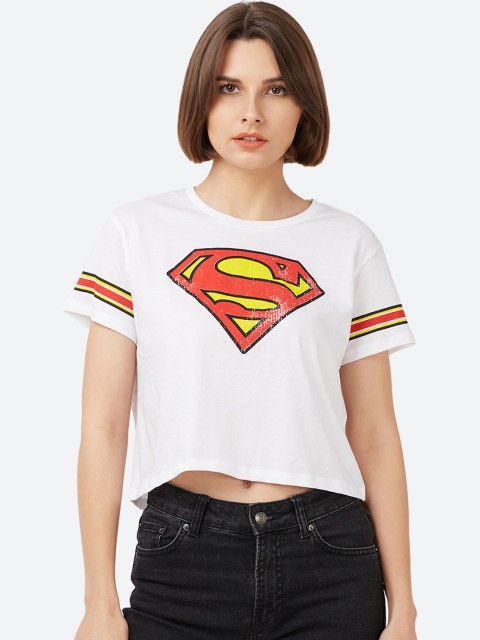 

Free Authority Women White Superman Printed T-shirt