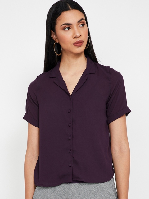 

CODE by Lifestyle Women Purple Solid Shirt Style Top