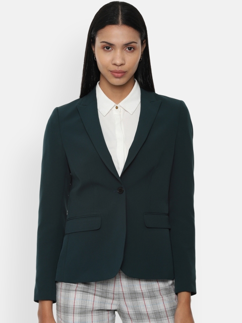 

Van Heusen Woman Green Solid Single-Breasted Blazer