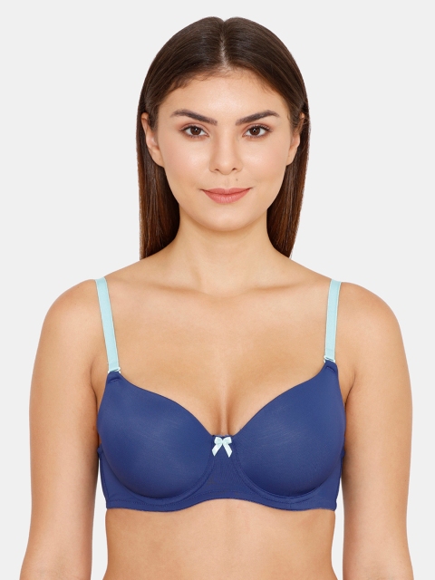

Zivame Blue Solid Underwired Lightly Padded T-shirt Bra
