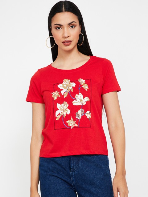 

Bossini Women Red Printed Pure Cotton Top
