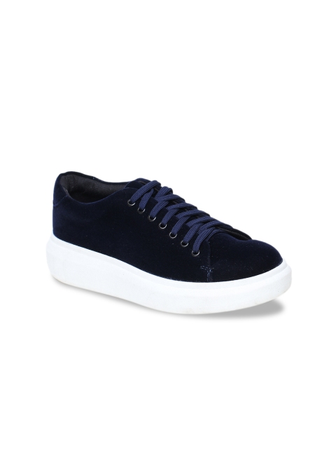 

Bruno Manetti Women Blue Solid Suede Sneakers