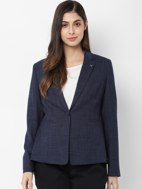

Allen Solly Woman Navy Blue Self-Design Single-Breasted Formal Blazer