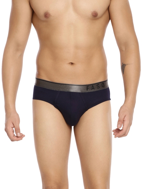 

FASO Men Navy Blue Solid Basic Briefs FS 3002