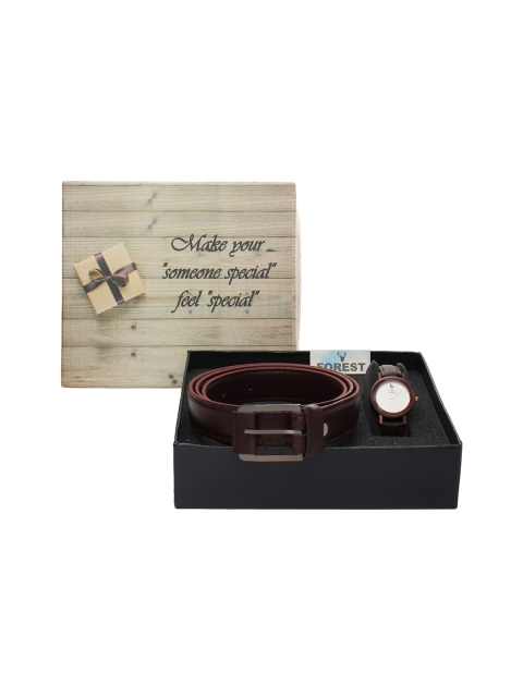 

Hobforestessentials Women Watch & Belt Gift Set, White