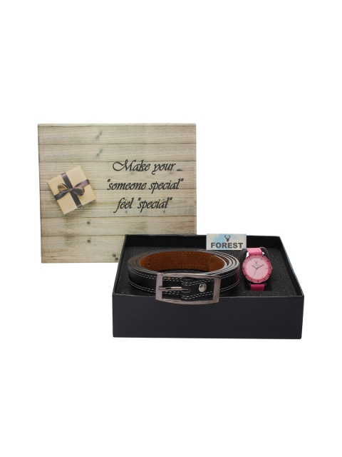 

Hobforestessentials Women Watch & Belt Gift Set, Pink