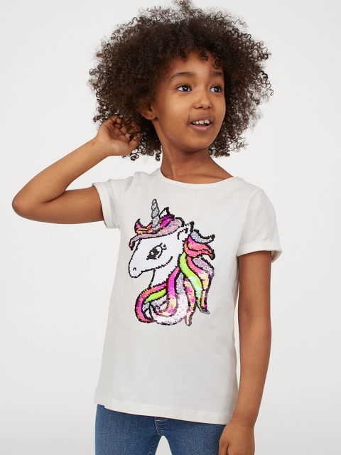 

H&M White Girls Appliqued Top