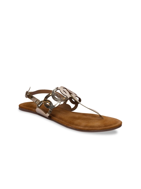 

Inc 5 Women Gold-Toned Solid T-Strap Flats