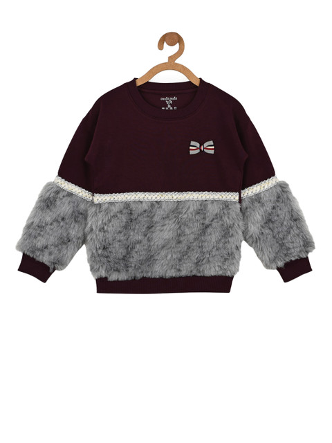 

Stupid Cupid Girls Burgundy & Grey Colourblocked Sweatshirt