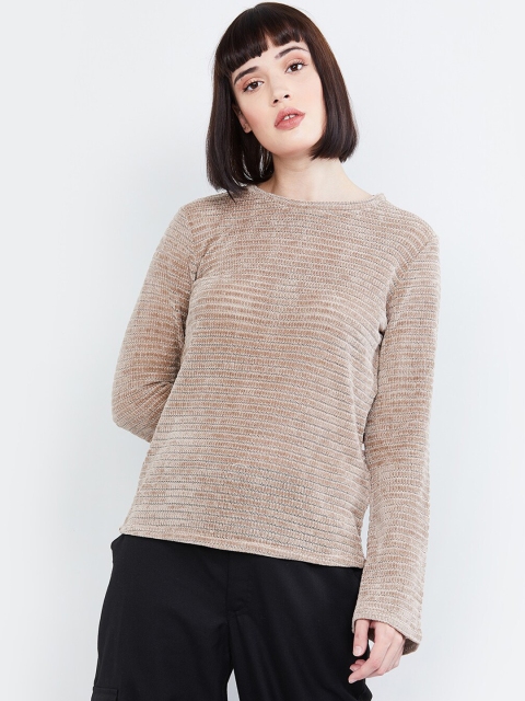 

max Women Beige Self Design Top
