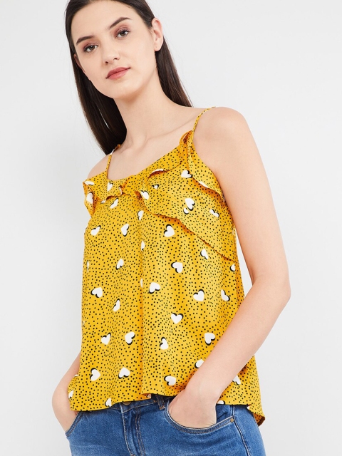 

max Women Yellow Printed Top