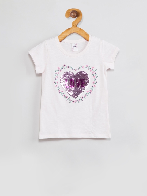 

max Girls Cream-Coloured Embellished Top