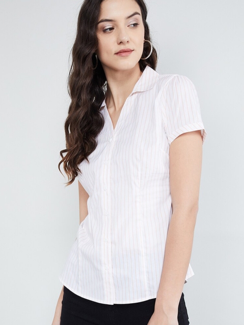 

max Women Off-White Regular Fit Striped Casual Shirt