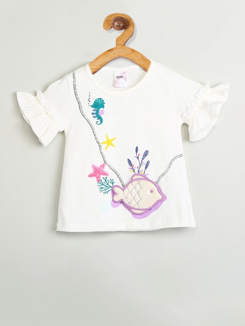 

max Girls White Printed Top