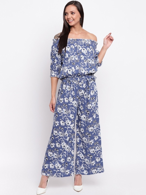 

Mayra Women Blue & White Floral Print Off-Shoulder Basic Jumpsuit