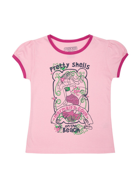 

Cherokee Girls & Green Pink Printed Round Neck T-shirt