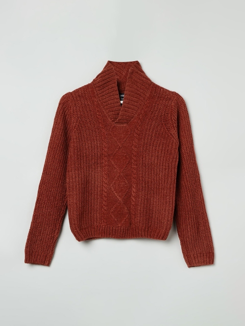 max Boys Rust Solid Pullover Sweater