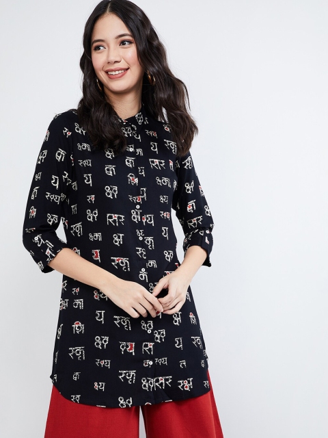 

MAX Black Printed Straight Kurti