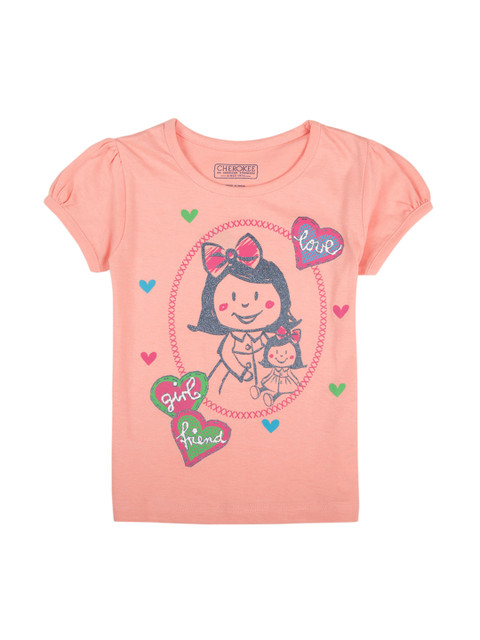 

Cherokee Girls Pink Printed Round Neck T-shirt
