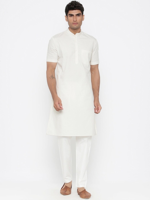 

Tistabene Men Cream-Coloured Solid Kurta