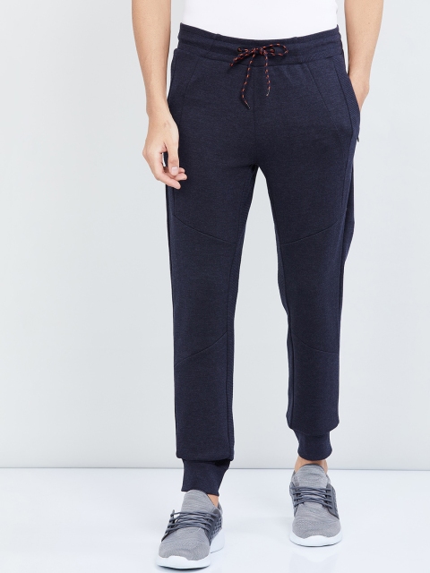 

max Men Navy Blue Solid Straight-Fit Joggers
