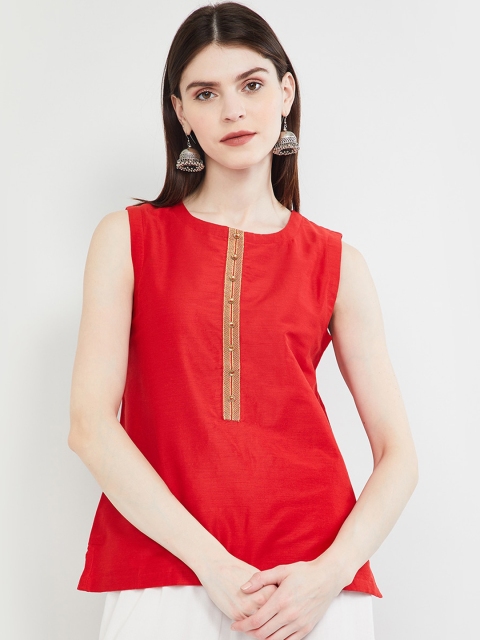 

max Women Red Solid Top