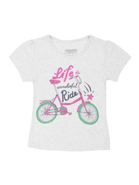 

Cherokee Girls Grey Printed Round Neck T-shirt